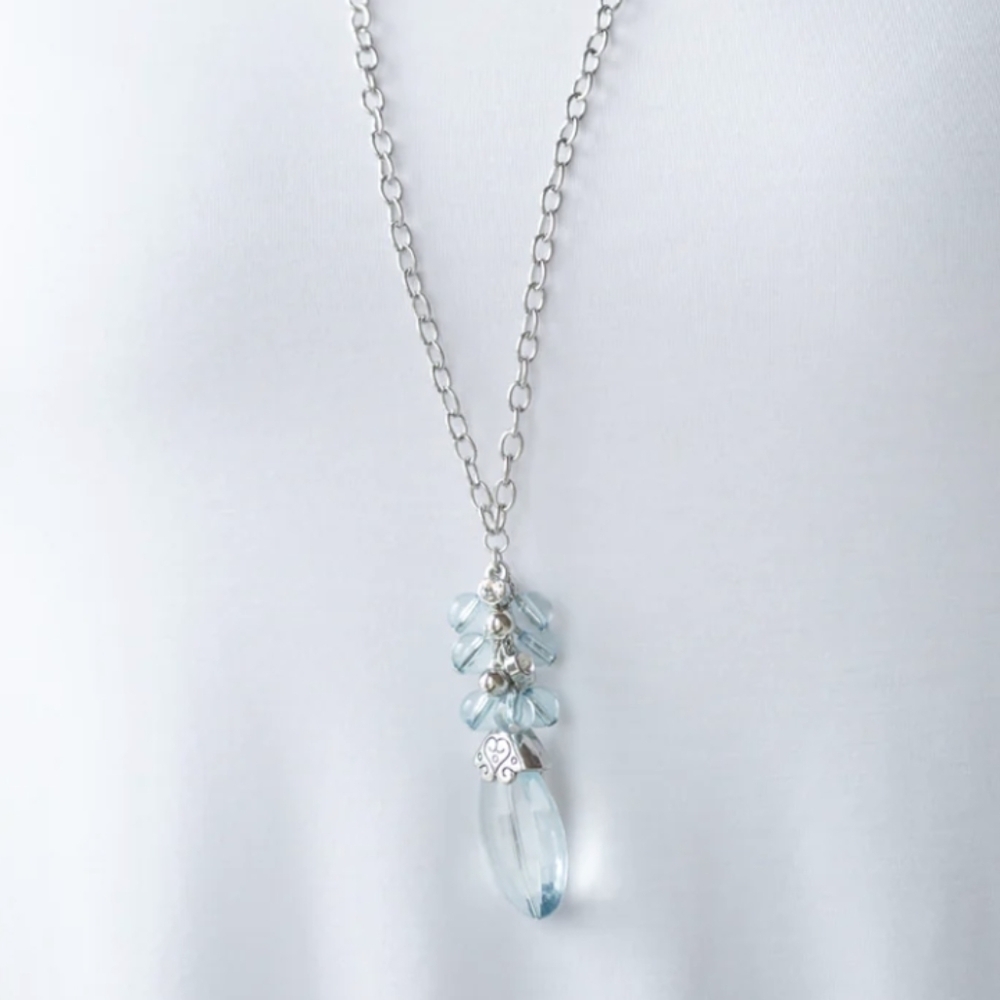 Crystal Cascade Blue long necklace New